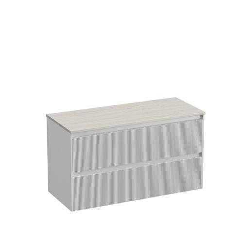 Mode Vanity 50 Benchtop 1200 Single Bowl 2 Drawer Maxi Wall White Grey Travertine Benchtop Tasman Panel