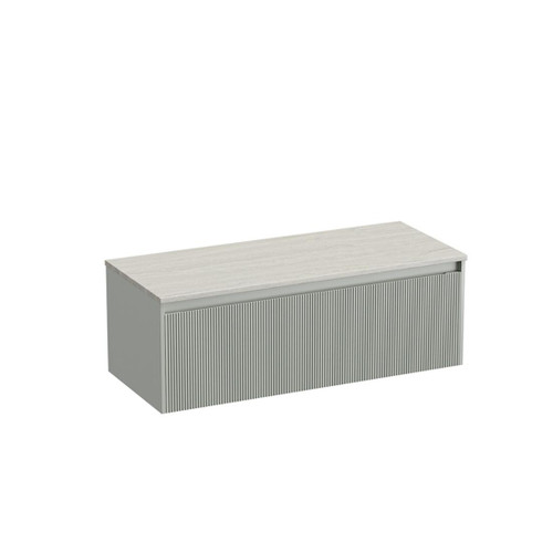 Mode Vanity 50 Benchtop 1200 Single Bowl 1 Drawer Wall Pistachio Grey Travertine Benchtop Tasman Panel