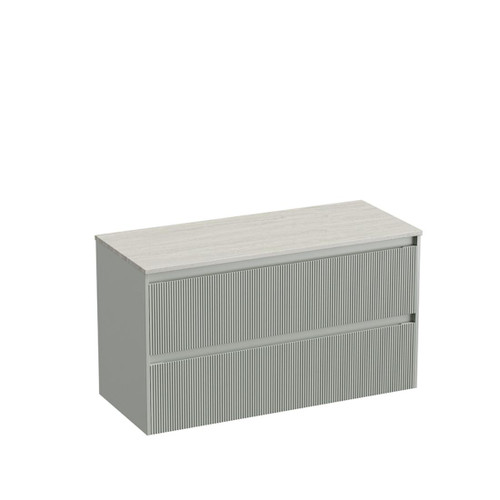 Mode Vanity 50 Benchtop 1200 Single Bowl 2 Drawer Maxi Wall Pistachio Grey Travertine Benchtop Tasman Panel