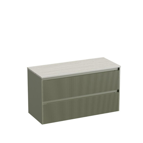 Mode Vanity 50 Benchtop 1200 Single Bowl 2 Drawer Maxi Wall Atmoss Grey Travertine Benchtop Tasman Panel