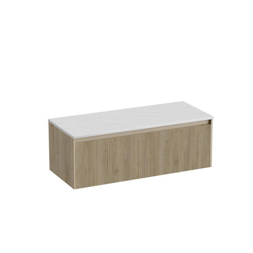 Mode Vanity 50 Benchtop 1200 Single Bowl 1 Drawer Wall Ranfurly Oak Carrara Benchtop Tasman Panel