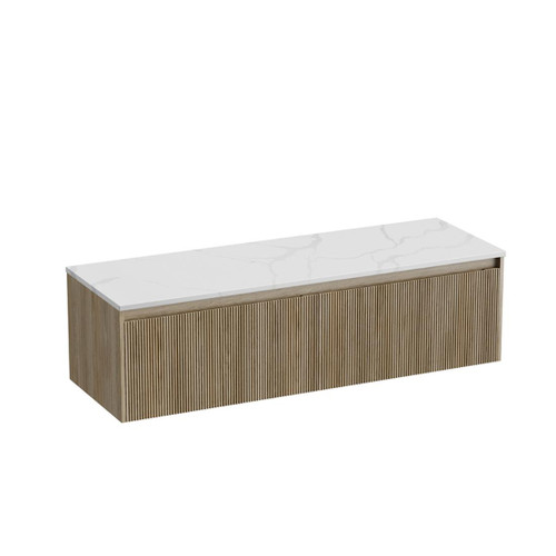 Mode Vanity 50 Benchtop 1500 Double Bowl 2 Drawer Wall Baroque Calacatta Benchtop Tasman Panel