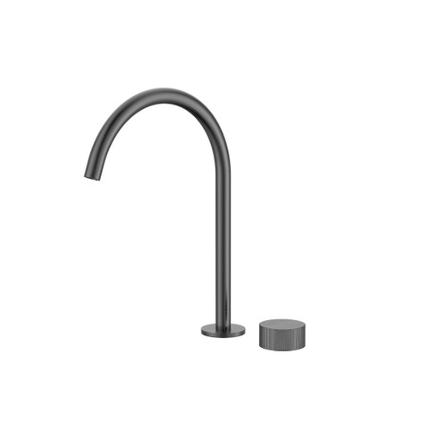 Lente Progressive Basin Mixer Deck Mounted Extended Height 2 Tap Hole Gun Metal