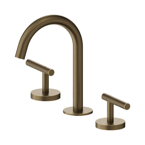 Mecca Basin Set Arc Spout Tumbled Antique Brass