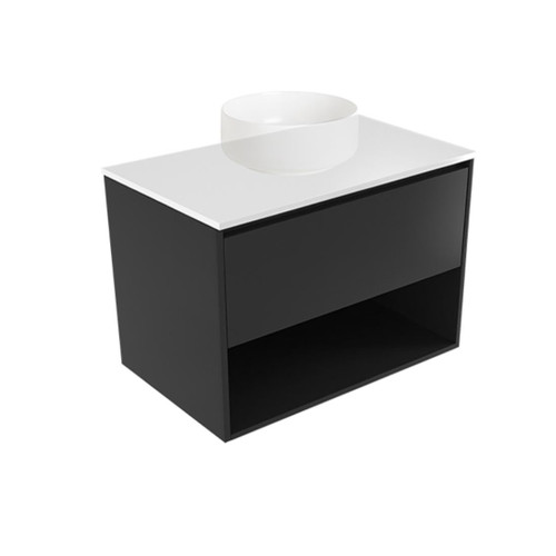 Novara Open Shelf Wall 750 Ele White 1 Drawer Bullet