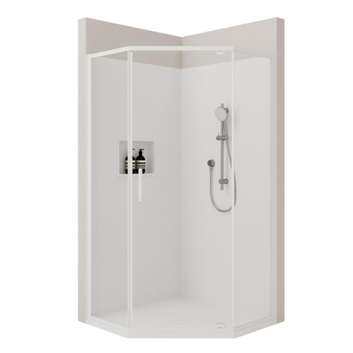 Fortiva Stravo Angle Corner Flat Wall Shower 1000 x 1000mm White