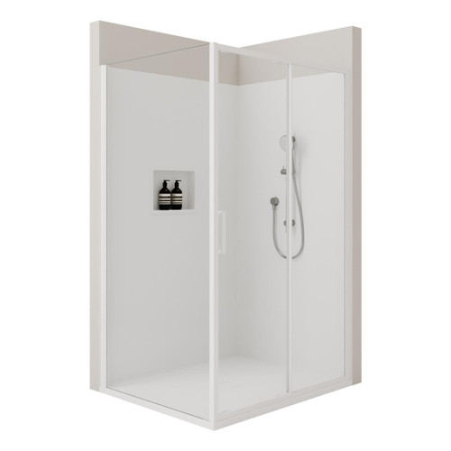 Fortiva Claro 2W Tile Wall RH Shower 1200 x 1000mm Brushed Gold