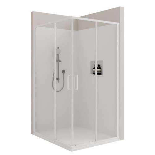 Fortiva Vello 2W Flat Wall LH Shower 1200 x 900mm Brushed Nickel
