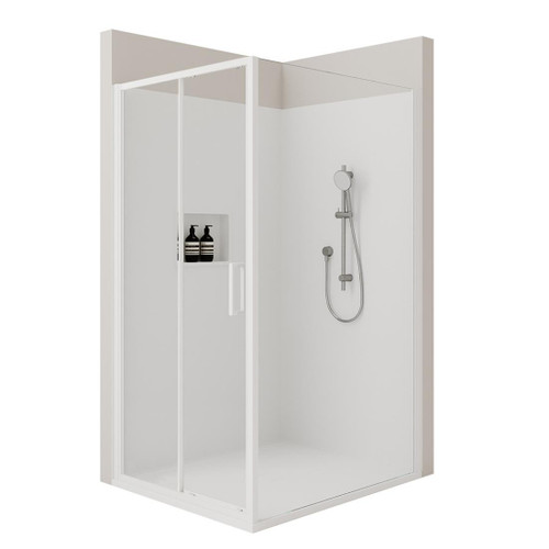 Fortiva Claro T Screen 2W Flat Wall RH Shower 1200 x 1000mm Matte Black