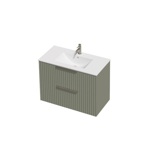 Wall Vanity 900mm 2 Drawers Rubik Matte White Centre Basin F3 Durashell Colour/Woodgrain