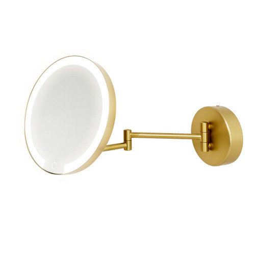LED Magnify Mirror 210mm Gold/Brass Battery & USB