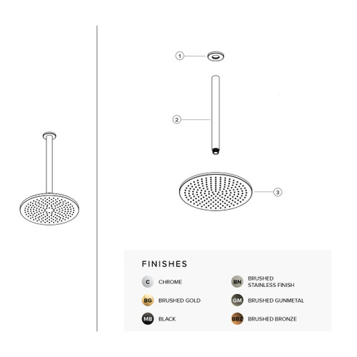 Tate Ceiling Mounted Rain Head (300mm) Custom