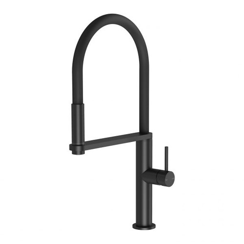 Designer Sink Mixers Blix Sink Mixer Flexible Hose 220mm Round Matte Black Lead Free