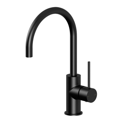Vivid Slimline Sink Mixer 160mm Gooseneck Matte Black Lead Free