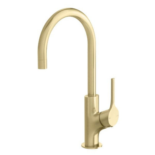 Vivid Slimline Oval Sink Mixer 160mm Gooseneck Brushed Gold Lead Free