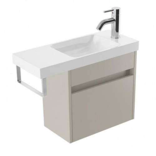 Fucina Vanity Wall 600 1 Taphole Polymarble Top Chrome Towel Rail 1 Door Dawn Grey