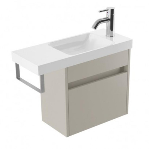 Fucina Vanity Wall 600 1 Taphole Polymarble Top Bn Towel Rail 1 Door Dawn Grey