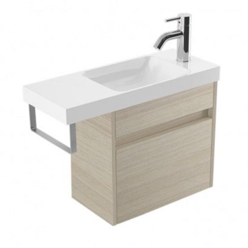 Fucina Vanity Wall 600 1 Taphole Polymarble Top Bn Towel Rail 1 Door Seasoned Oak