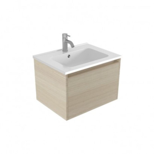 Fucina Vanity Wall 600 1 Taphole Polymarble Top 1 Drawer Seasoned Oak