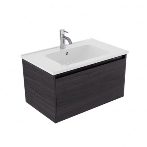 Fucina Vanity Wall 750 1 Taphole Polymarble Top 1 Drawer Fiordland Elm Wilderness