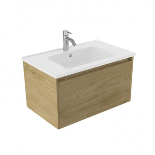 Fucina Vanity Wall 750 1 Taphole Polymarble Top 1 Drawer French Oak Velvet