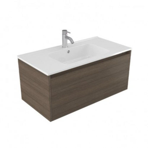 Fucina Vanity Wall 900 1 Taphole Polymarble Top 1 Drawer Charred Oak Organic