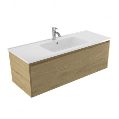 Fucina Vanity Wall 1200 1 Taphole Polymarble Top 1 Drawer French Oak Velvet