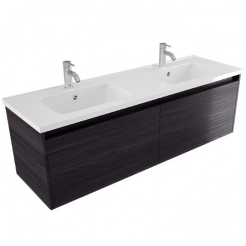 Fucina Vanity Wall 1500 2 Taphole Polymarble Double Bowl 2 Drawer Fiordland Elm Wilderness