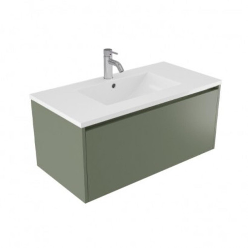 Fucina Vanity Wall 900 1 Taphole Vitreous China Top 1 Drawer Green Slate