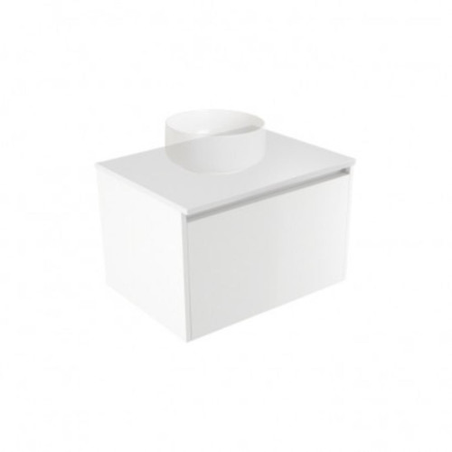 Fucina Vanity Wall 600 White E Stone Top 1 Drawer Dezigna White Gloss