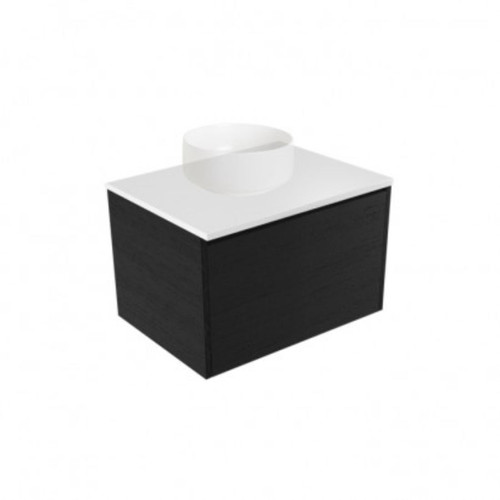 Fucina Vanity Wall 600 White E Stone Top 1 Drawer Black Timberland