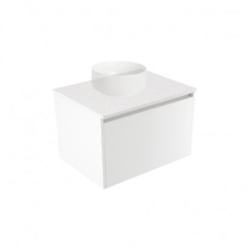 Fucina Vanity Wall 600 Motion E Stone Top 1 Drawer Dezigna White Gloss