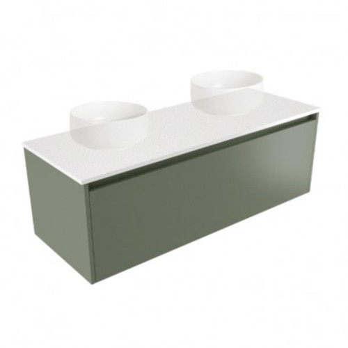 Fucina Vanity Wall 1200 Motion E Stone Top Double Bowl 1 Drawer Green Slate