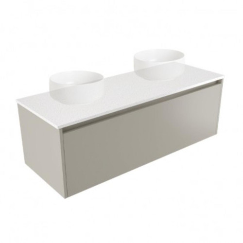 Fucina Vanity Wall 1200 Motion E Stone Top Double Bowl 1 Drawer Dawn Grey