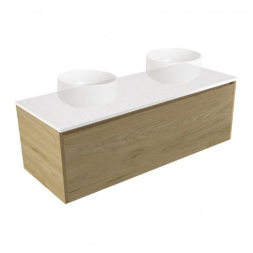 Fucina Vanity Wall 1200 Motion E Stone Top Double Bowl 1 Drawer French Oak Velvet