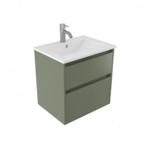 Fucina Vanity Wall 600 1 Taphole Vitreous China Top 2 Drawer Green Slate