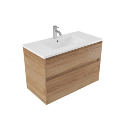 Fucina Vanity Wall 910 1 Taphole Vitreous China Top 2 Drawer Southern Oak Timberland