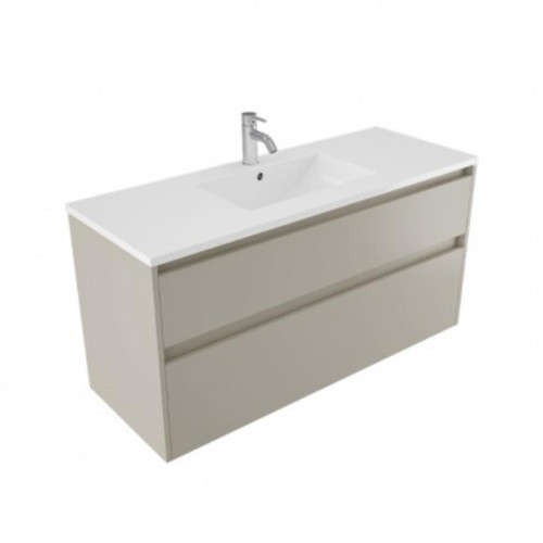 Fucina Vanity Wall 1210 1 Taphole Vitreous China Top 2 Drawer Dawn Grey