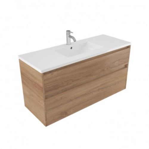 Fucina Vanity Wall 1200 1 Taphole Vitreous China Top 2 Drawer Southern Oak Timberland