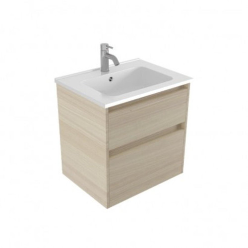 Fucina Vanity Wall 600 1 Taphole Polymarble Top 2 Drawer Seasoned Oak