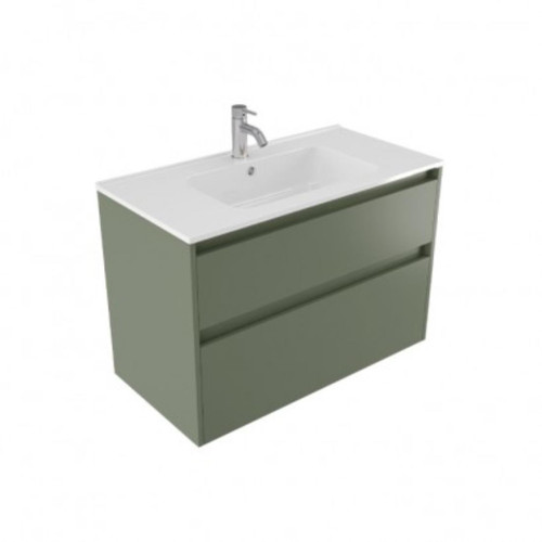 Fucina Vanity Wall 900 1 Taphole Polymarble Top 2 Drawer Green Slate
