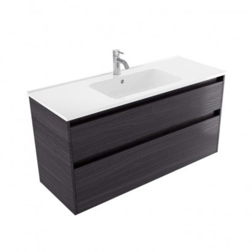 Fucina Vanity Wall 1200 1 Taphole Polymarble Top 2 Drawer Fiordland Elm Wilderness