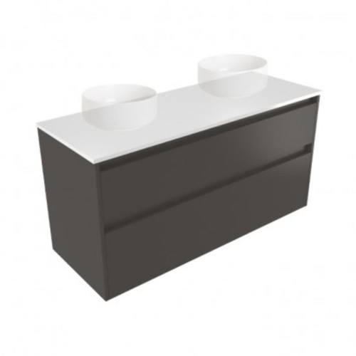 Fucina Vanity Wall 1200 White E Stone Top Double Bowl 2 Drawer Bullet