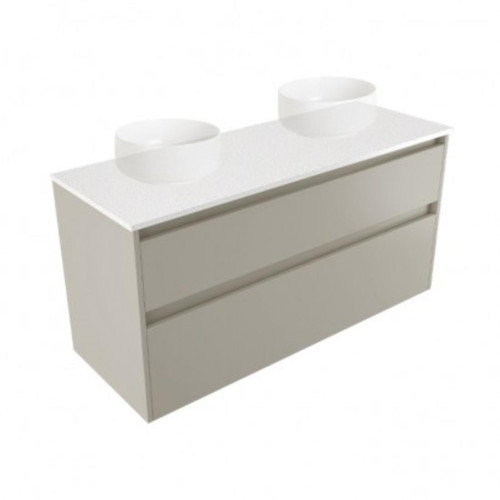 Fucina Vanity Wall 1200 Motion E Stone Top Double Bowl 2 Drawer Dawn Grey