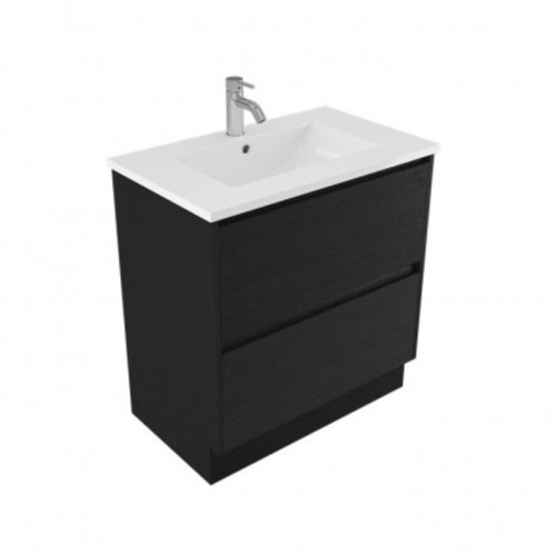 Fucina Vanity Floor 750 1 Taphole Vitreous China Top 2 Drawer Black Timberland