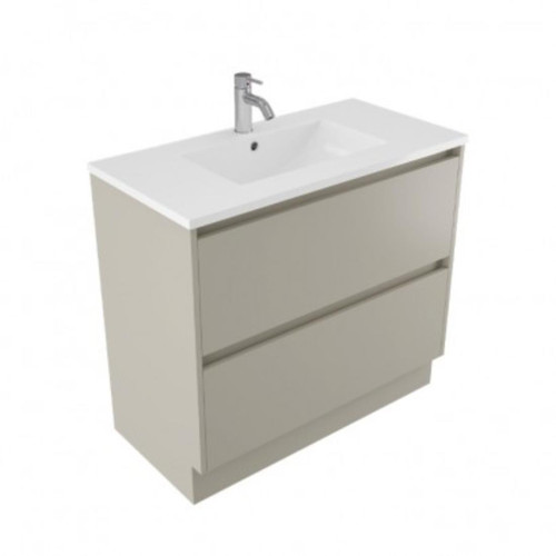 Fucina Vanity Floor 910 1 Taphole Vitreous China Top 2 Drawer Dawn Grey