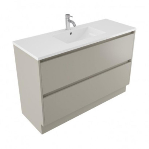 Fucina Vanity Floor 1200 1 Taphole Vitreous China Top 2 Drawer Dawn Grey