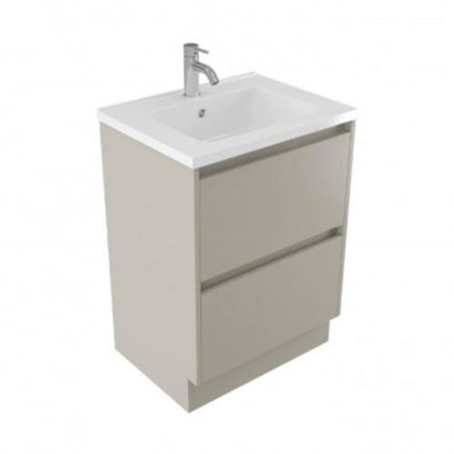 Fucina Vanity Floor 600 1 Taphole Polymarble Top 2 Drawer Dawn Grey