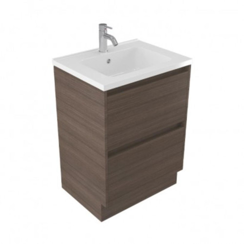 Fucina Vanity Floor 600 1 Taphole Polymarble Top 2 Drawer Charred Oak Organic