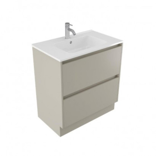 Fucina Vanity Floor 750 1 Taphole Polymarble Top 2 Drawer Dawn Grey